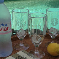 Monogrammed Acrylic Footed Water Glass or Pilsners