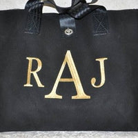 Monogrammed Black Canvas Bag