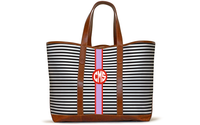 Monogrammed St Charles Yacht Tote- Black Horizontal Stripe