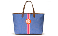 Monogrammed St Anne Tote - French Blue Chambray