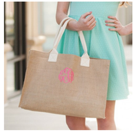 Monogrammed Burlap Tote Bag