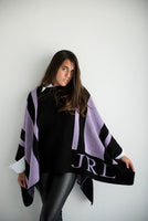 Monogrammed Striped Blanket Poncho