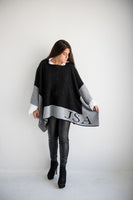 Monogrammed Single Border Blanket Poncho