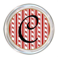 Monogrammed Candy Cane Coaster