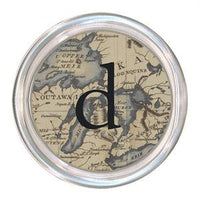 Monogrammed Great Lakes Map Coaster