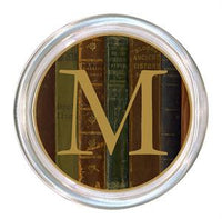 Monogrammed Antique Book Spines Coaster