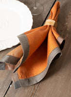 Russet Orange and Taupe Napkin Set of 4
