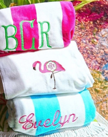 Monogrammed Cabana Stripe Beach Towel