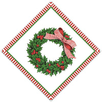 Holly Wreath Paper Cocktail Napkins | Pack of 20