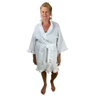 Ladies Ruffle Waffle Weave Bathrobe Cover Ups