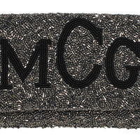 Fold over Times New Roman Monogram Beaded Clutch
