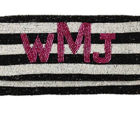 Monogrammed Striped Beaded Clutch
