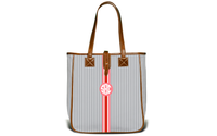 Monogrammed Nantucket Tote- Grey Bengal Stripe