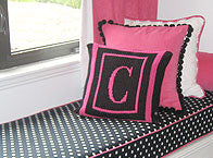 Pillow with Initial & Double Border (thin inner)