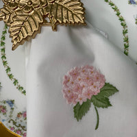 Embroidered Hydrangea Hemstitch Napkin