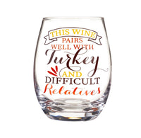 Turkey Stemless Wine Glass