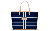 Monogrammed St Anne Tote - Navy French Stripe