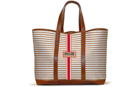 Monogrammed St Charles Yacht Tote- Sand Horizontal Stripe
