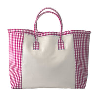 Monogrammed Gingham Weekender Tote