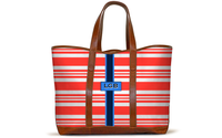 Monogrammed St Charles Yacht Tote- Coral Newport Stripe
