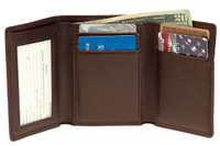 Monogrammed Leather Men's Tri-Fold Wallet with Double ID Window