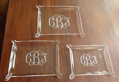 Small Acrylic Monogrammed Pinched Edge Nesting Tray - Laser Engraved -  Porte Cochere Home