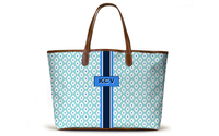 Monogrammed St Anne Diaper Bag - Spearmint Ikat