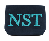 Ultra Suede Clutch with Embroidered Monogram