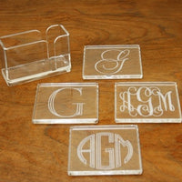 Monogrammed Square Coasters w/Holder (Set of 4)