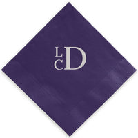 Stacked Monogram Foil Stamped Beverage Napkins