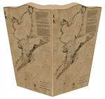 Galveston Bay Antique Map Waste Basket