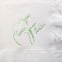 Monogrammed 3-Ply White Cocktail Napkins
