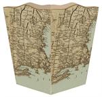Antique Northeast Map Waste Basket
