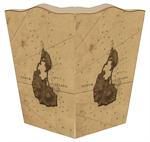 Antique Block Island Map Waste Basket