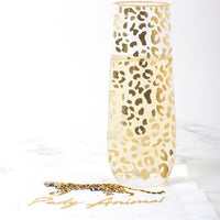 Gold Leopard Print Stemless Champagne Flute