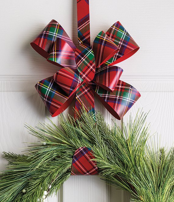 Tartan Bow Metal Wreath Hanger