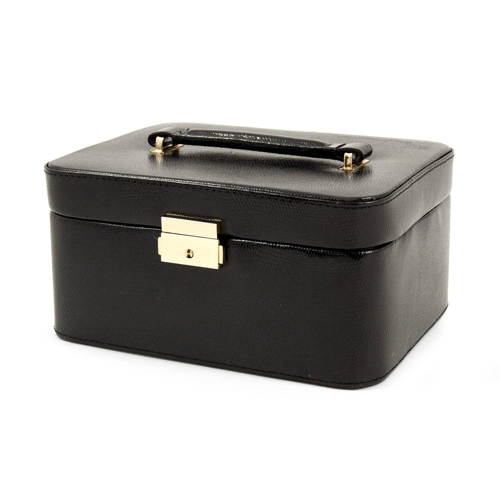 Black Lizard Debossed Leather Jewelry Box