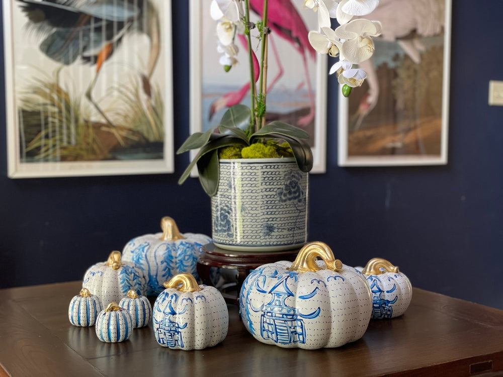 Hand-Painted Ceramic Chinoiserie Pumpkins