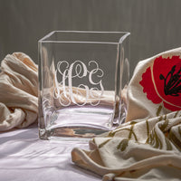 Monogrammed Square Glass Vase