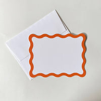 Orange Scallop Edge Flat Note Cards
