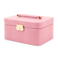 Pink Lizard Debossed Leather Jewelry Box
