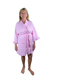 Ladies Ruffle Waffle Weave Bathrobe Cover Ups