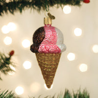 Neopolitan Ice Cream Cone Ornament
