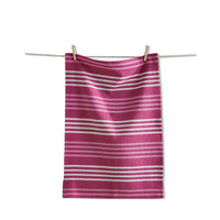Basket Weave Stripe Dishtowel Raspberry Hand Towel