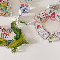 Mahjong Tile Wreath Watercolor Acrylic Ornament