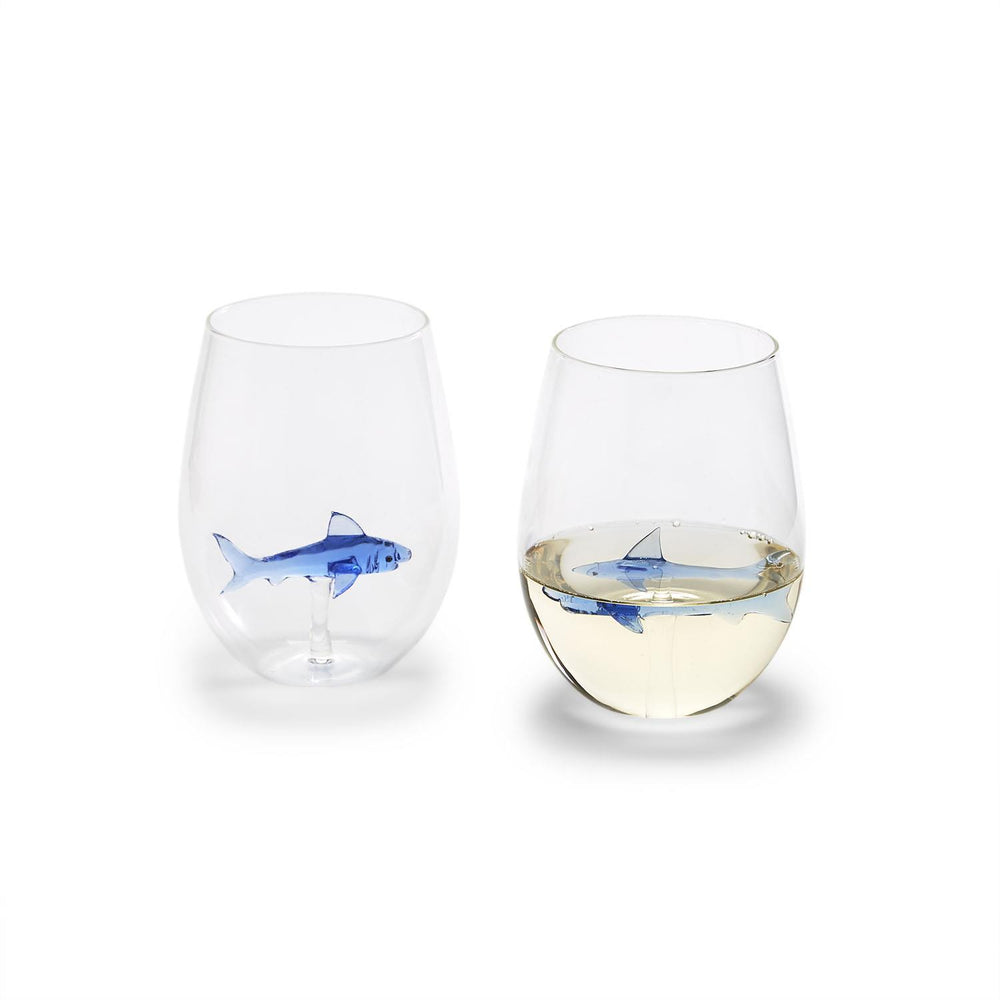 Great White Shark Stemless Wine Glasses