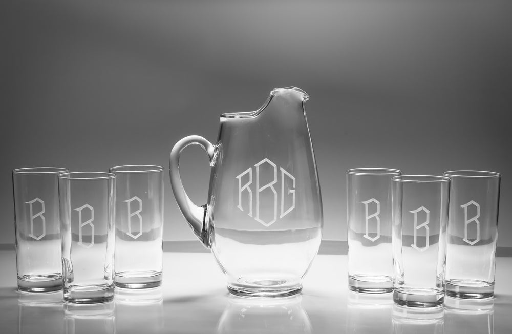 Monogrammed Mario Opera Pitcher & Glass Set