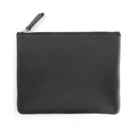 Monogrammed Leather Zipper Travel Pouch

