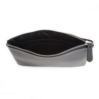 Monogrammed Leather Zipper Travel Pouch
