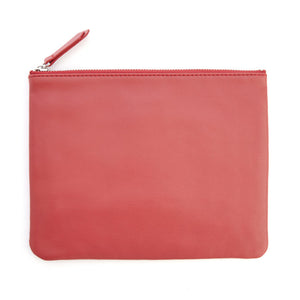 Monogrammed Leather Zipper Travel Pouch
